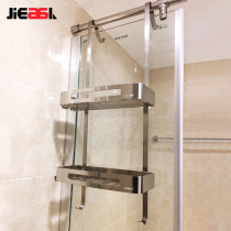  Shower room shelf Bathroom toilet Stainless steel wall-mounted shower room hanging basket punch-free bathroom storage rack