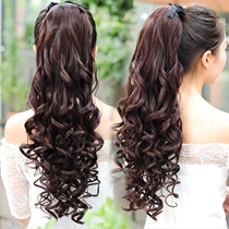 Wig female wig ponytail realistic big wave long hair curly hair girl strap wig hair pick + ponytail