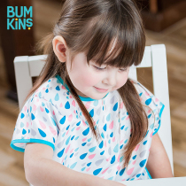 Bumkins Baby eating cover bib Mens and womens food pocket Childrens short-sleeved waterproof anti-dressing drawing apron