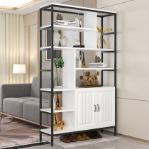 New Chinese style solid wood ecological board Foyer cabinet Entrance living room partition double-sided wine cabinet Simple modern room hall cabinet bookcase
