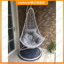 White maple leaf hanging chair swing wrought iron cradle adult birds nest balcony imitation rattan seat indoor rattan chair rocking chair hanging basket