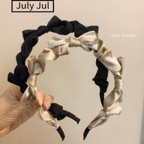 JULY~Korea with the same super Korean temperament sweet irregular bow satin hairband net red headband
