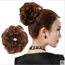 Wig meatball head Bud head flower roll rubber band Hair circle Fluffy hair bag Real hair head plate hair short volume realistic female