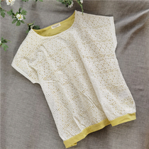 Nichidan cutout embroidered top T-shirt short sleeve shirt loose oversized casual sexy heavy industry embroidery women summer clearance