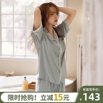 Mrs Sili womens pajamas summer modal mid-sleeve trousers thin 2021 new high-end homewear