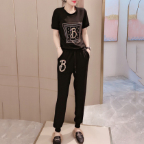 Eurobombed Street Casual Sports Suit Women 2022 Summer New Fashion Weater Two sets of foreign air and weight reduction