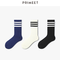 Socks men and women autumn stockings tide three bars stripes Japanese college style sports students skateboarding black and white socks