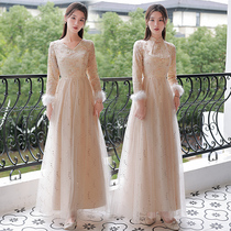 Bridesmaid uniform 2021 new winter long sleeve Chinese style wedding fairy air senior sisters bridesmaid dress dress skirt