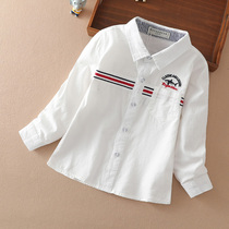 Boy long sleeve white shirt slim fit 2022 autumn fit new pure cotton shirt foreign air children Spring and autumn little boy blouses