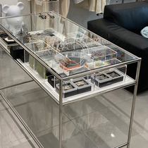 Minima medieval desk Bauhaus dresser Dresser Table Clothing Shop Light Lavish Stainless Steel Glass Middle Island Display Table