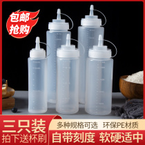 Squeezed sauce bottle Tomato salad dressing transparent plastic sharp-mouthed commercial oil pot honey dressing sauce sauce bottle