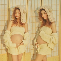 Exhibition pregnant women photo clothing home cute small fresh rough knitted new studio big belly art photo clothes