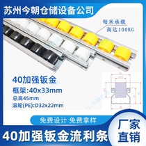 Sheet metal fluent strip 40*33 thickened and strengthened edge roller guide rail pulley slide rail heavy metal shelf unloading