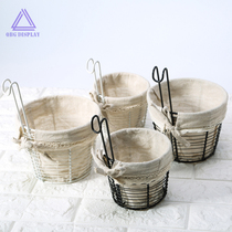Hanging basket rack round supermarket hanging basket rack Grid Iron photo wall decoration storage basket basket ins