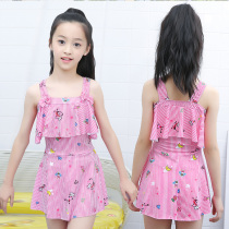 Childrens one-piece swimsuit Girl student middle child big child flat angle swimsuit Cute princess skirt bathing swimsuit