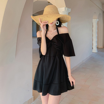 Fat mm swimsuit new conservative fattening plus size steel support conjoined flat angle gathering thin belly hot spring swimsuit women