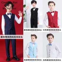 Boy suit waistcoat mens summer three sets black hide cyan gown children perform a suit boys suit plus velvet
