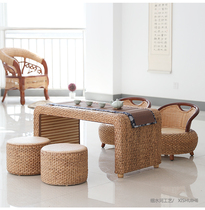 Japanese rattan tatami tea table small low table floating window table balcony tea table Zen window sill solid wood tea table Kang table