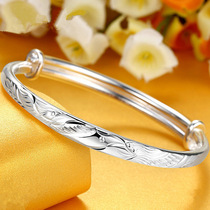 9999 sterling silver bracelet female round belly dragon and phoenix solid foot silver bracelet Mothers Day gift to send mom silver jewelry