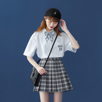 JK uniform Salt department wear suit Spring and summer department girl cute college style shirt pleated skirt two-piece class suit
