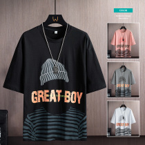 Mens American vintage comeback T-shirts Bottoms Shirts Pure Cotton Blouses Ins port Wind Bottoms Jersey Trend Clothes 100 Lap Loose