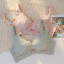 Underwear womens summer thin section large chest display small bra gathered sub-breast anti-sagging no rim adjustment large size bra