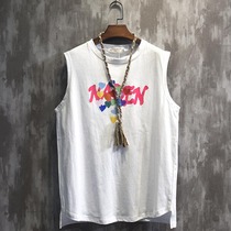 Japanese American vest mens summer waistcoat cotton basketball sleeveless T-shirt sports wear ins Tide brand loose waistcoat