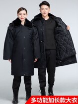 Cotton coat green mens winter thickened long section security cotton clothes cold storage cold storage and cold labor used work clothes Northeast cotton padded jacket 