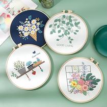 Hand embroidered diy material bag Cubic flower New hand self-embroidered fabric art cross embroidered with Nordic ambience