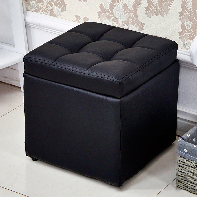 Clothing store solid wood storage stool bench leather stool living room household storage stool cabinet footstool fitting room change shoes stool