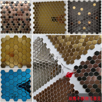 Metal stainless steel hexagonal gold silver rose gold brushed mosaic clubhouse Hotel KTV background wall tiles