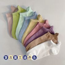 Boat Sox Women Summer thin Pure Cotton Invisible Light Mouth Spring Autumn Pure color Short socks Deodorant Retro Morandi not falling heel