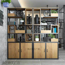 loft American wrought iron shelf floor Shelf shelf flower shelf storage rack office restaurant Cafe partition screen