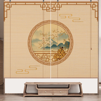 Bamboo curtain printing curtain roller curtain curtain partition new Chinese retro Zen blackout hand lift Japanese home