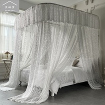 New lace shading rail mosquito nets Home jacquard bedroom folk Sleeping Orbital Style Bed Mantle Bed Nets Universal White
