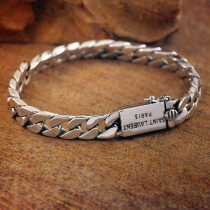 S925 sterling silver simple punk light body silver bracelet Korean fashion couple bracelet Thai silver lettering boyfriend gift