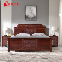 Eastern red wood inherited classic Chinese - style large - fruit sandal 188 type mahogany bed three - piece set