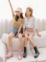 HNI fashion shoes rain shoes women Korean cute middle tube adult non-slip hand-painted water boots waterproof glue fashion rain boots