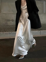 0122stepll runway inspiration French spice girl slim-neckback backless pearl white acetate slip dress