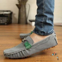 Spring leather small size mens shoes Bean shoes trend casual frosted cowhide soft bottom soft shoes large size shoes 35-46