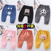 Newborn baby spring autumn pants pure cotton male and female baby large PP pants Harun pants Boys fart pants outside wearing long pants