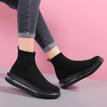 Hong Kong high-strength elastic socks shoes womens net red couples full air cushion shoes soft-soled casual sports short boots