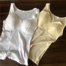 Foreign trade day single womens home vest wear-free bra Cotton mesh chest pad large size summer thin lace Solid color sleeveless