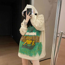 Early Autumn Retro original Cebu Wind dont make even a hat and coat of clothing Womens loose Korean version of lazy wind The long style of graffiti blouses