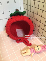 Little Weijia pet cat strawberry handmade hat dog cat big dog Garfield short knitted wool hat
