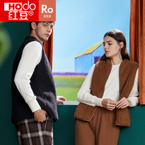 Red bean warm vest male Lady coral velvet home clothing thick lamb cashmere winter casual couples can wear vests outside
