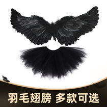 Childrens demon elves Black Angel feather wings Christmas little princess back decoration elf props