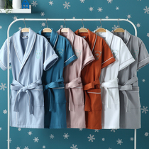 Childrens bathrobe Womens summer cartoon pure cotton short-sleeved summer water absorption quick-drying thin section boy middle and large child swimming bathrobe