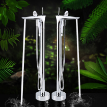 All copper floor-to-ceiling bathtub faucet Bathroom Wooden bucket cylinder side vertical column Independent basin Shower column Shower