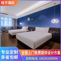 Orange Crystal Chain Hotel Furniture Selected Star Hotel Bed-Like Board Custom Guesthouses Furniture Punctuation Complete